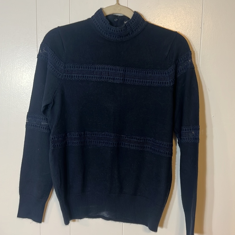 Few moda navy lace mock neck sweater